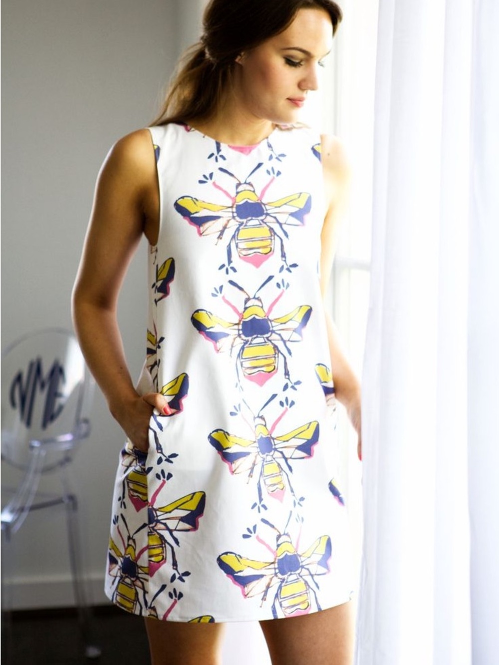 Katie Kime "Bees Knees" shift dress size 12 NWOT